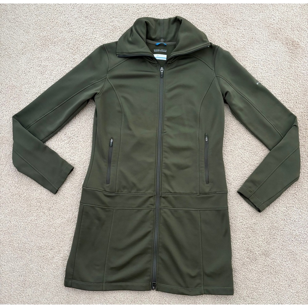 Columbia Womens Omni-Wick Longline Jacket Size M Olive Green Full Zip Activewear